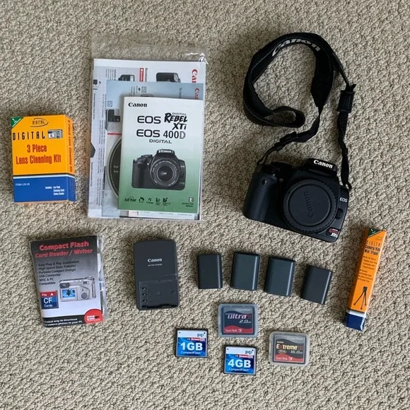 📸 Canon Rebel XTi 400D DSLR camera (body only) battery, charger